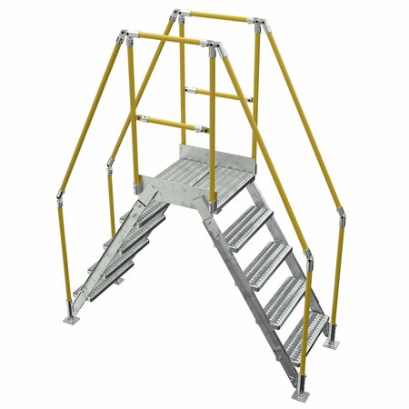 VESTIL 5 Step Galvanized Steel Cross-Over Ladder 79.5"x92.15" 500lb Capacity COL-5-46-14-HDG